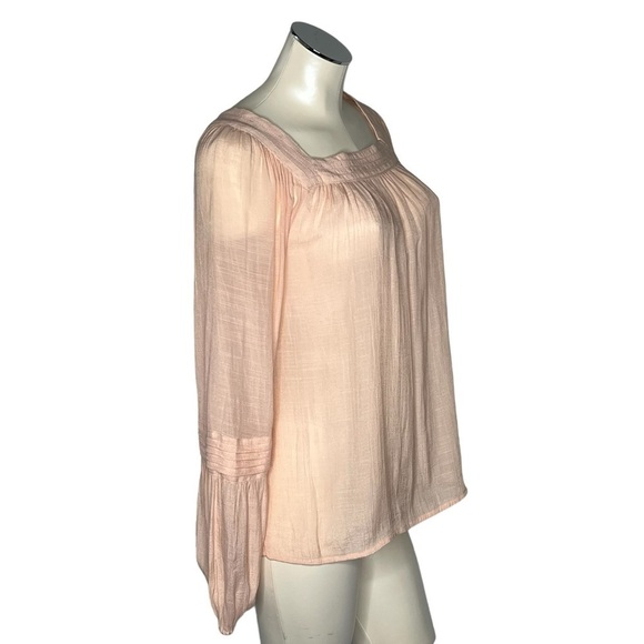 LC LAURA CONRAD Sheer Peach Square Neck Peasant Boho Top Women's Size M - Picture 4 of 16